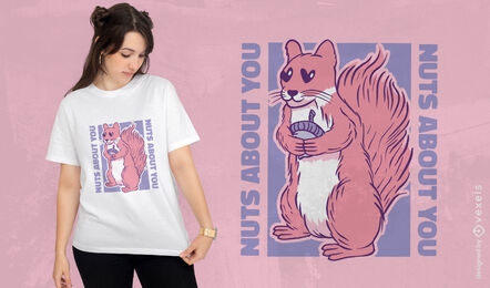 Nuts about you love design de t-shirt de esquilo