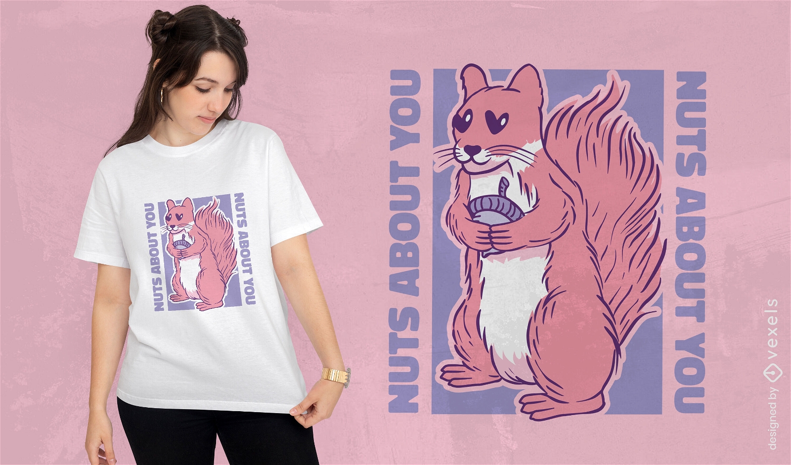 Nuts about you love diseño de camiseta de ardilla