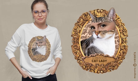 Diseño de camiseta vintage de señora gato