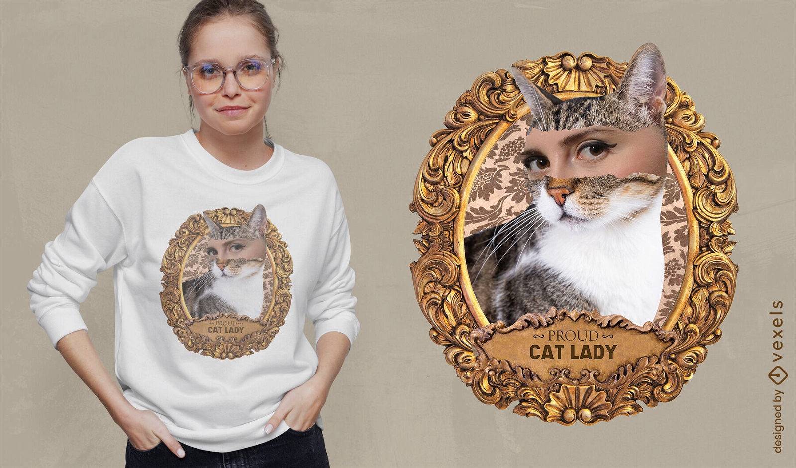 Design de camiseta vintage de senhora de gato