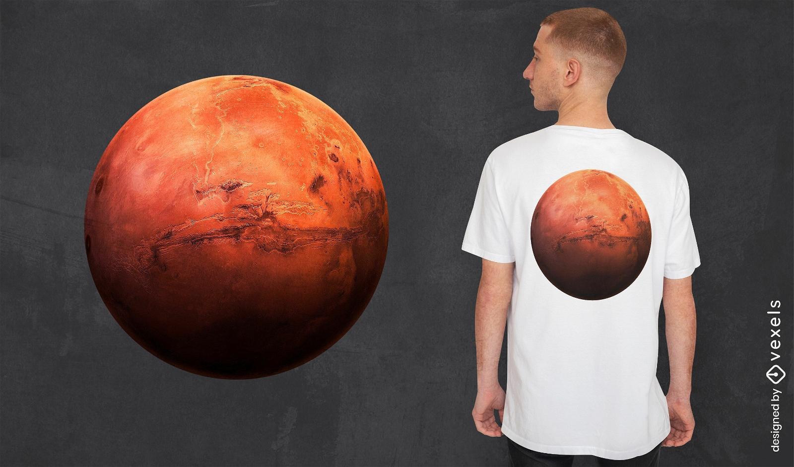 Dise?o de camiseta realista del planeta Marte.