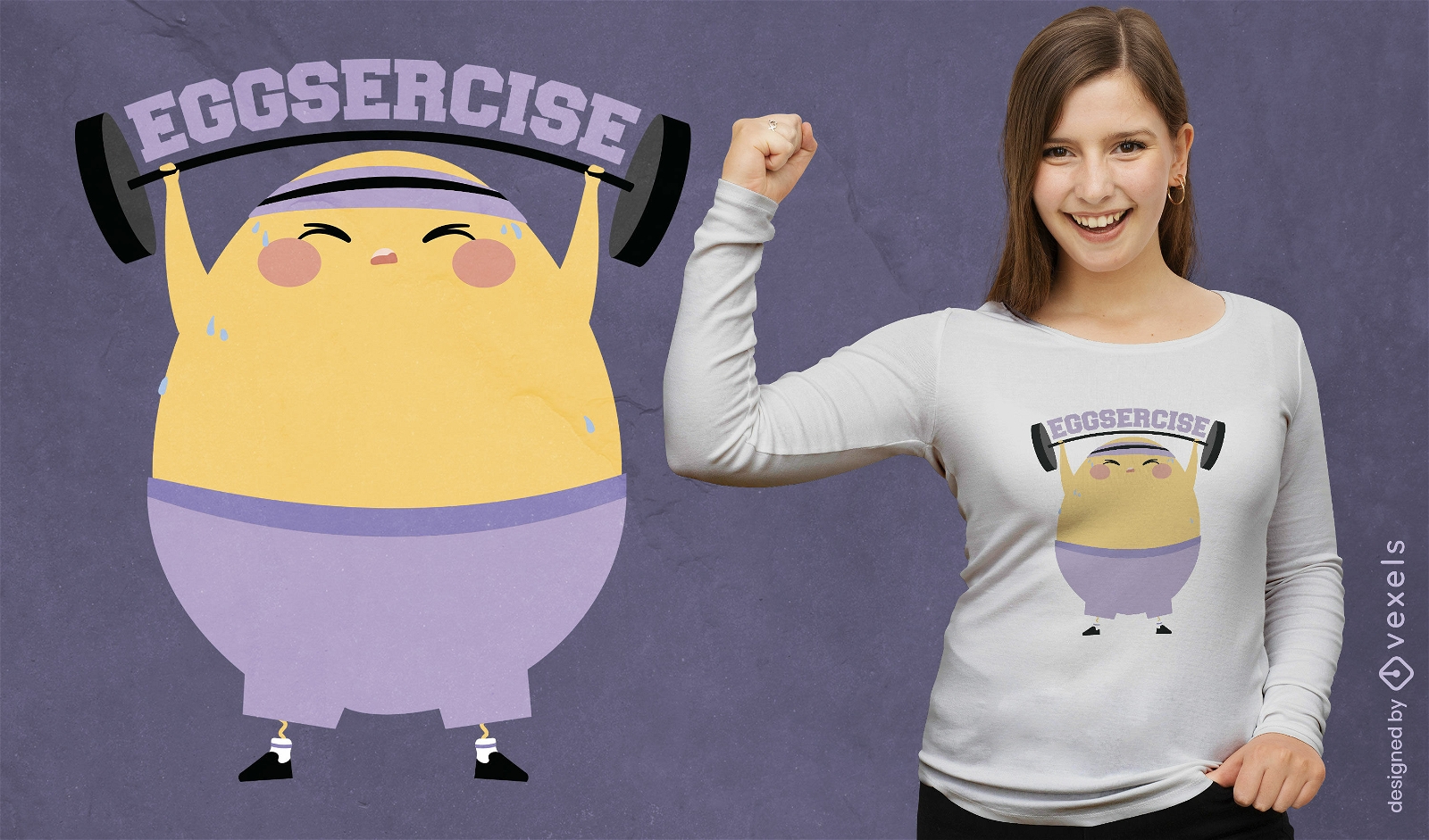 Egg character lifting weights t-shirt design