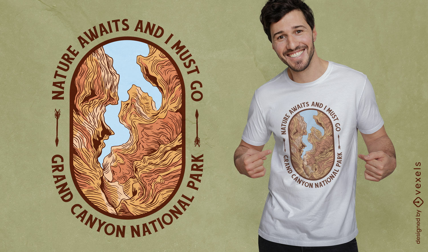 Grand Canyon-Porträt-T-Shirt-Design