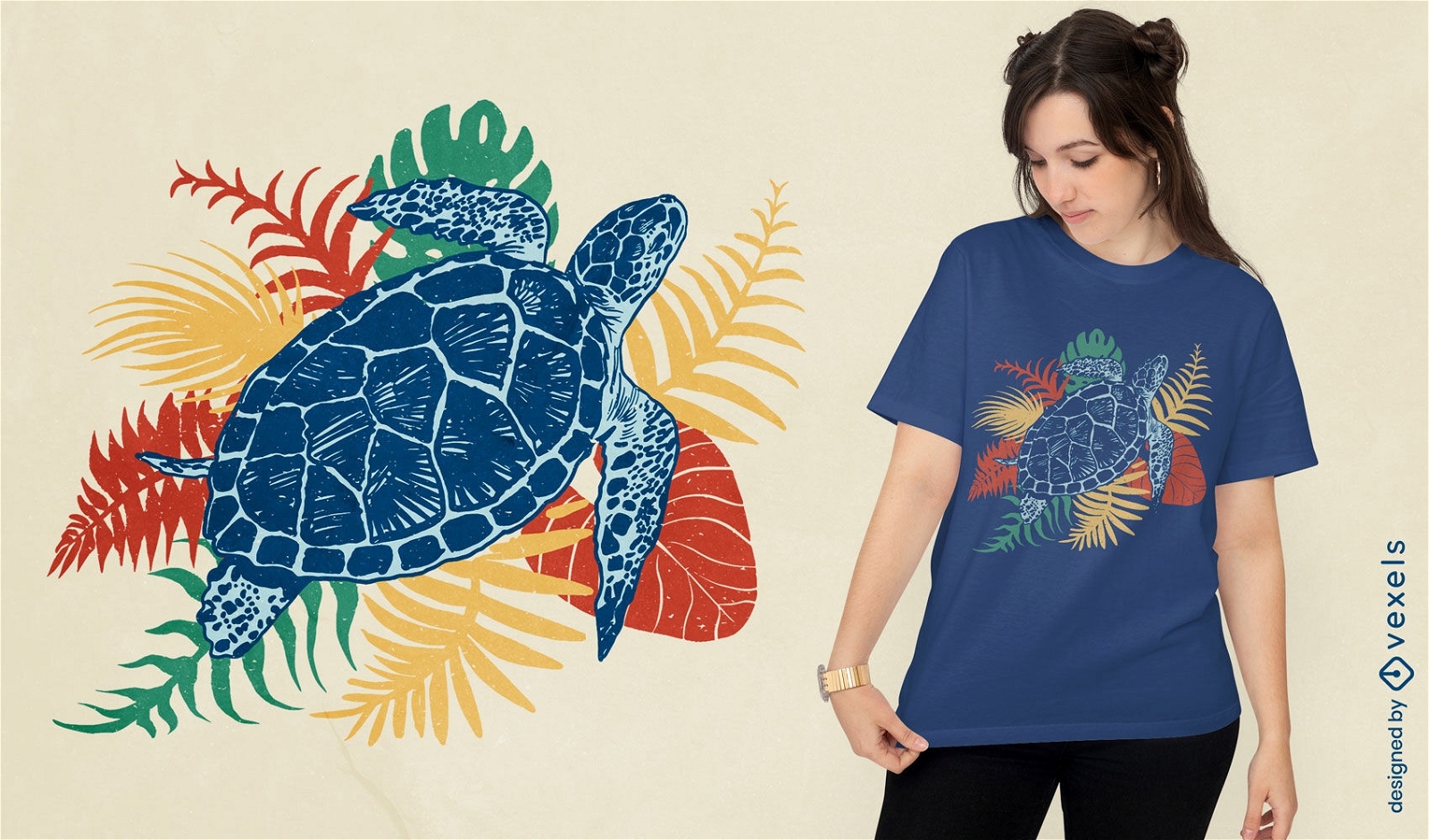 Design de camiseta de tartaruga marinha tropical