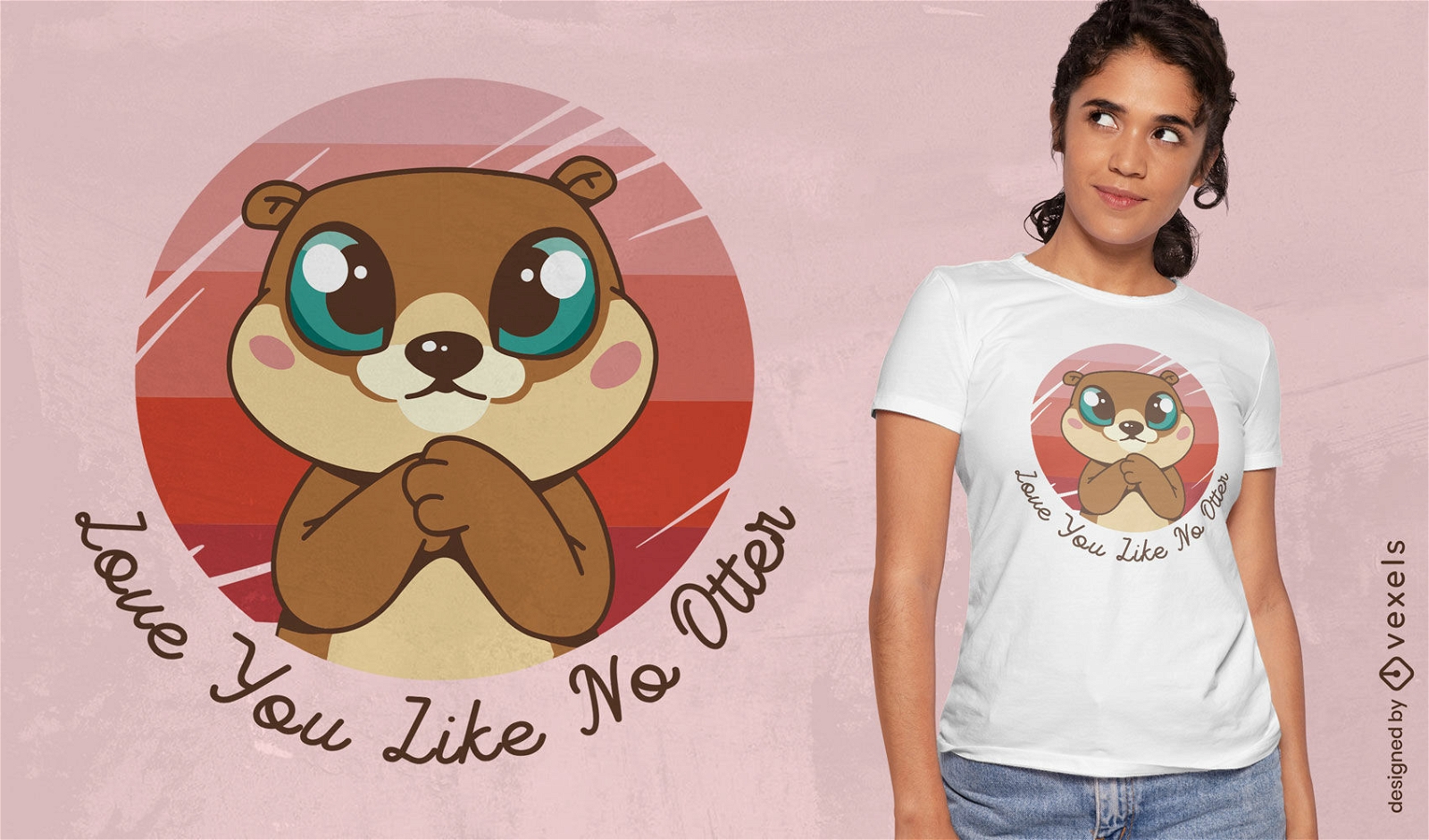 Adorable otter animal t-shirt design