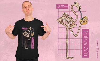 Diseño de camiseta de esqueleto de flamenco.