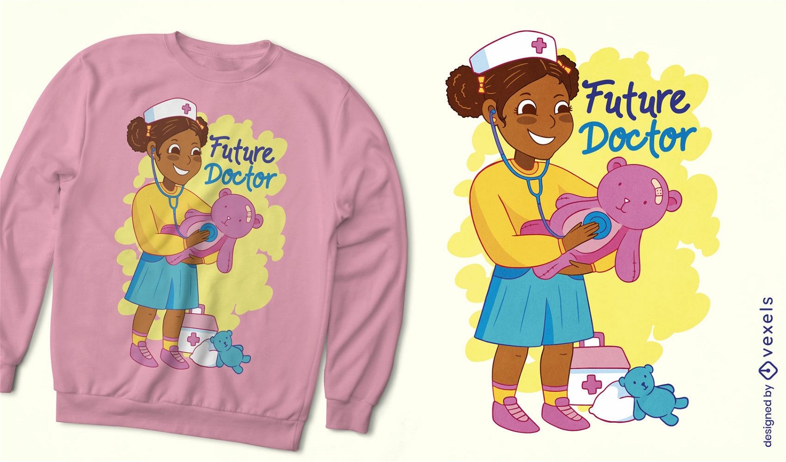 Design de camiseta de menina do futuro médico