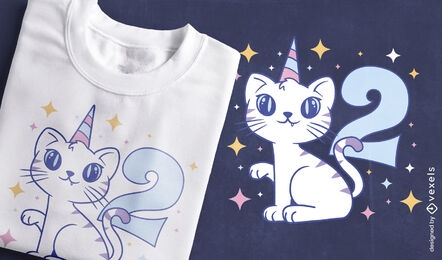 Design de camiseta de número de gato de aniversário