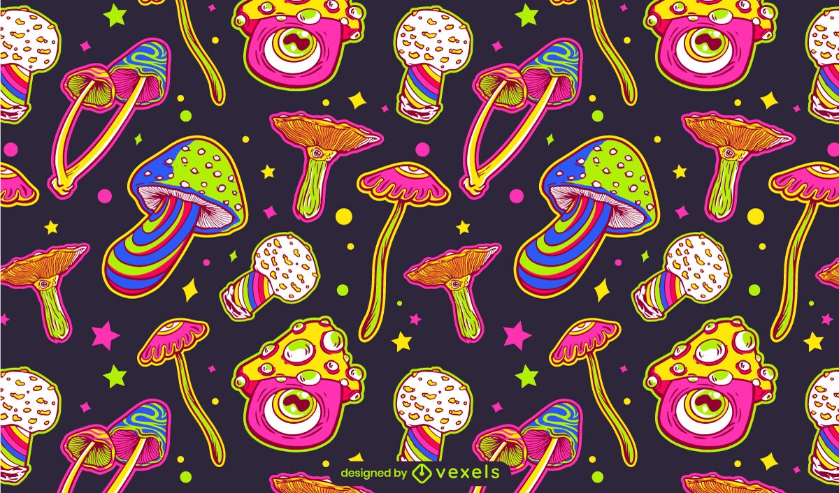 Trippy mushrooms pattern design