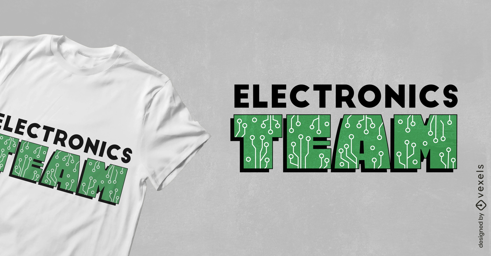 Diseño de camiseta de cita del equipo de electrónica.