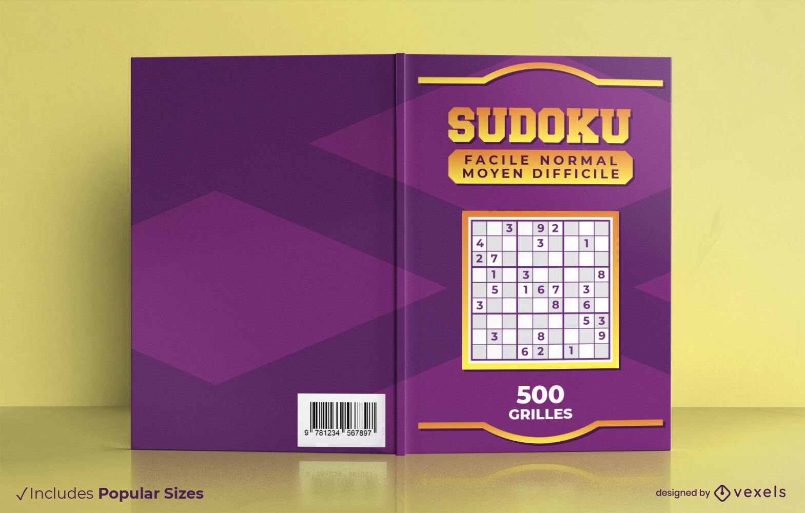 Dise?o de portada de libro de juegos de Sudoku.