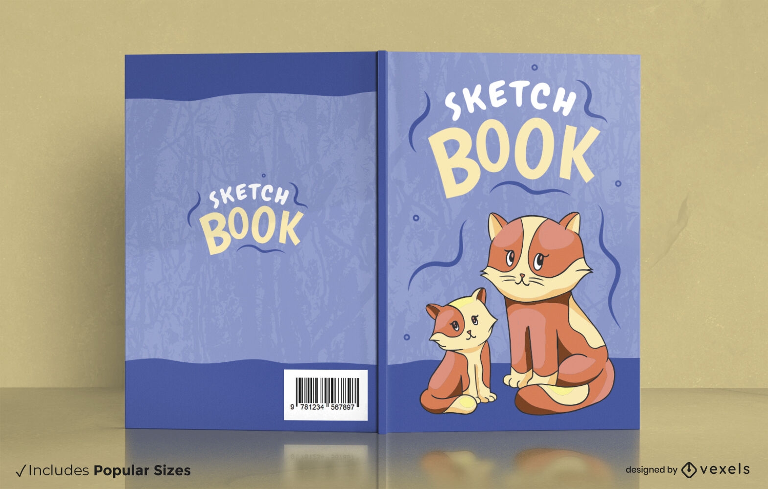 Design de capa de livro de esboço de mãe de gato