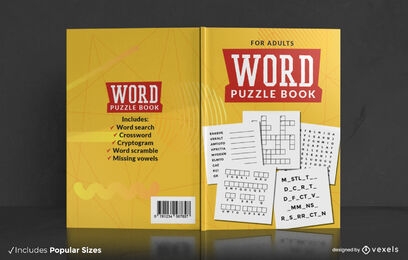 Diseño de portada de libro para adultos de rompecabezas de palabras