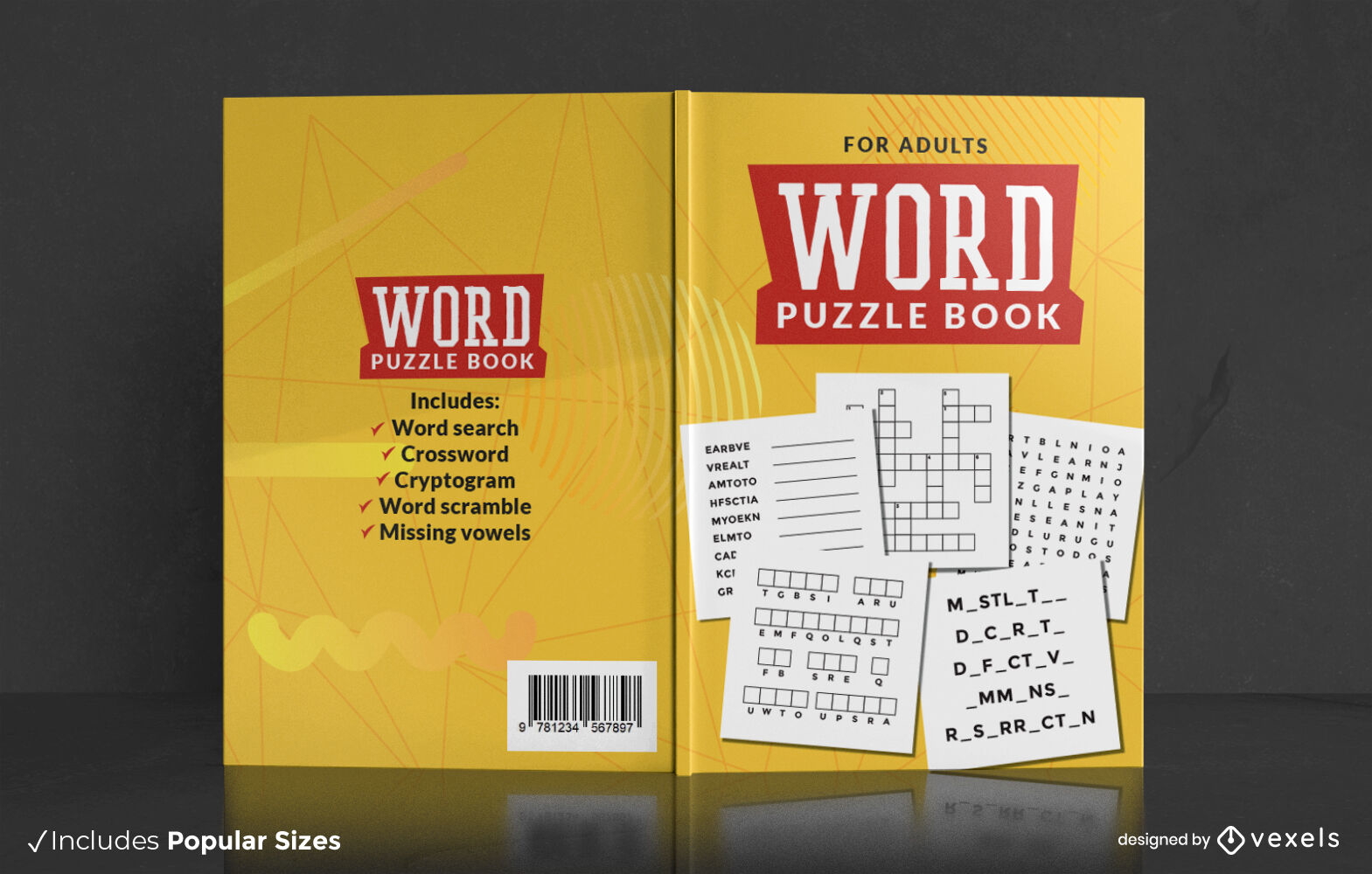 Word puzzle adult book cover design