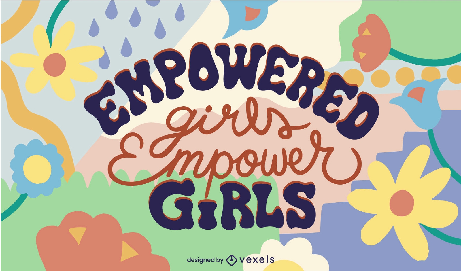 Empowered girls quote lettering