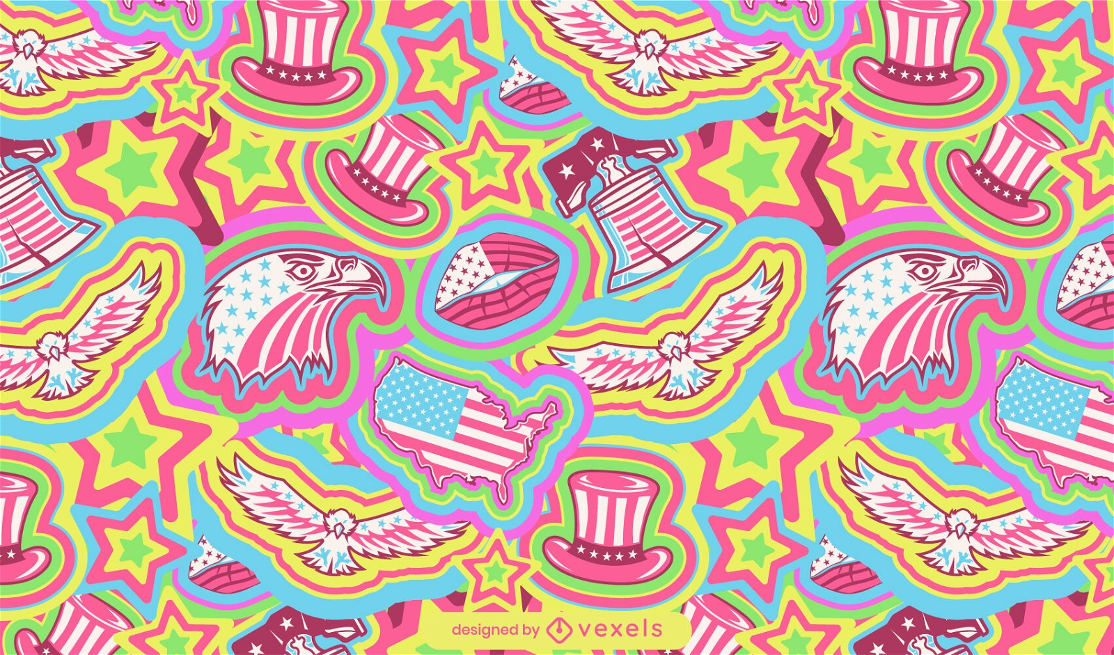 Psychedelic american flag pattern design
