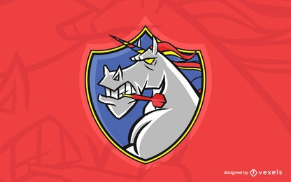Unicornio de dibujos animados con plantilla de logotipo de dardo