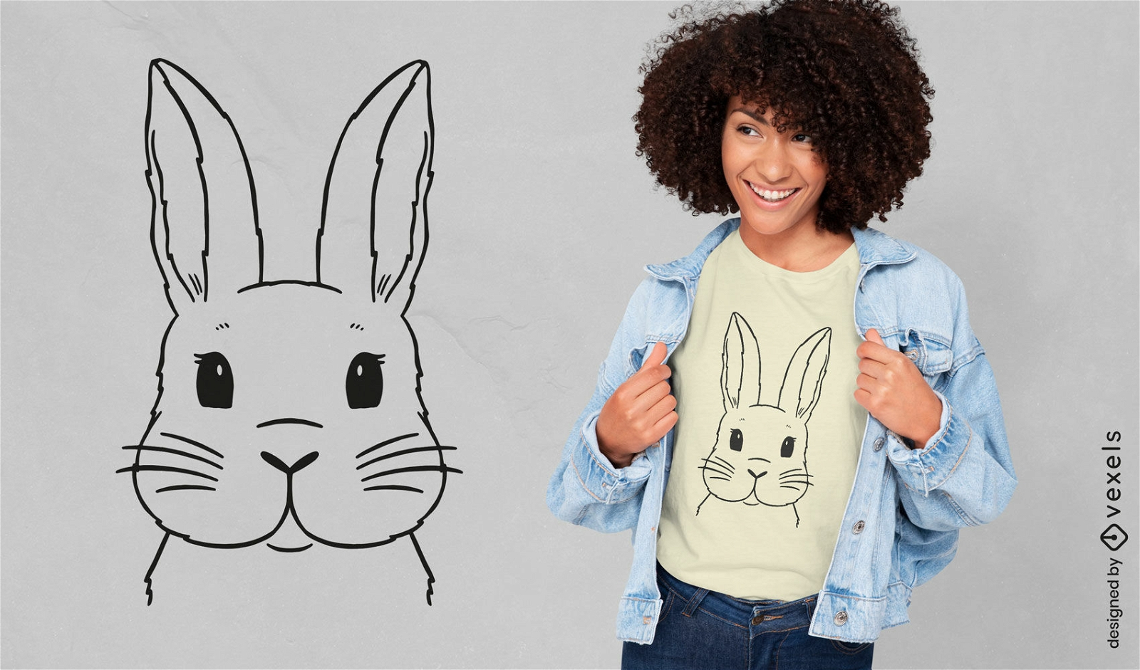 Lindo diseño de camiseta de trazo de animal de conejito