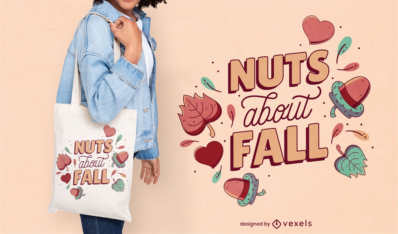 Nüsse über Herbst-Einkaufstaschen-Design