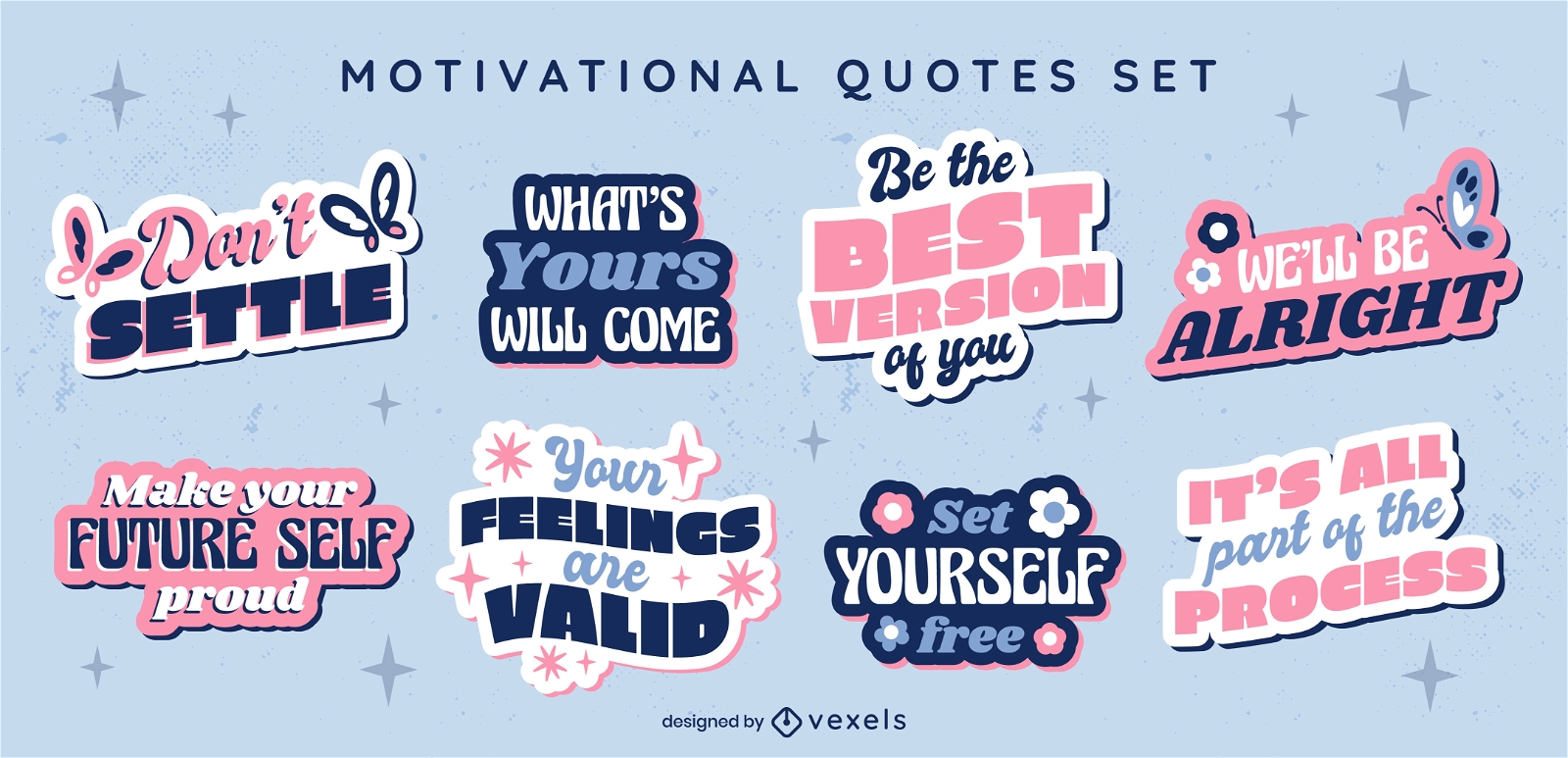 Motivational quotes pastel set