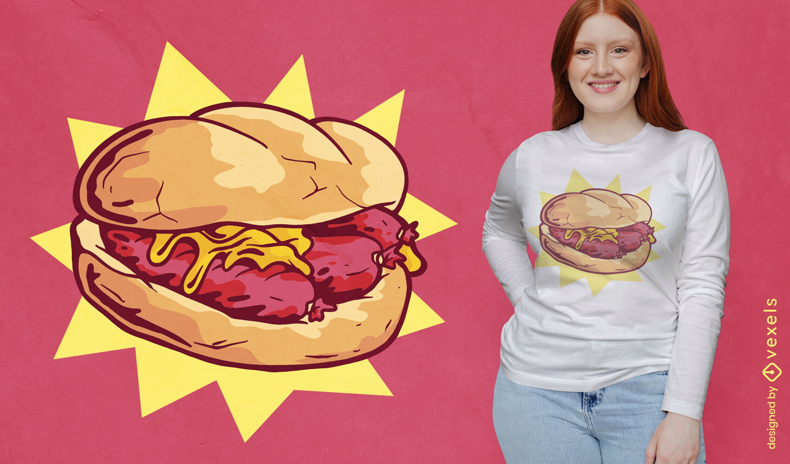 Sausage sandwich german food t-shirt design
