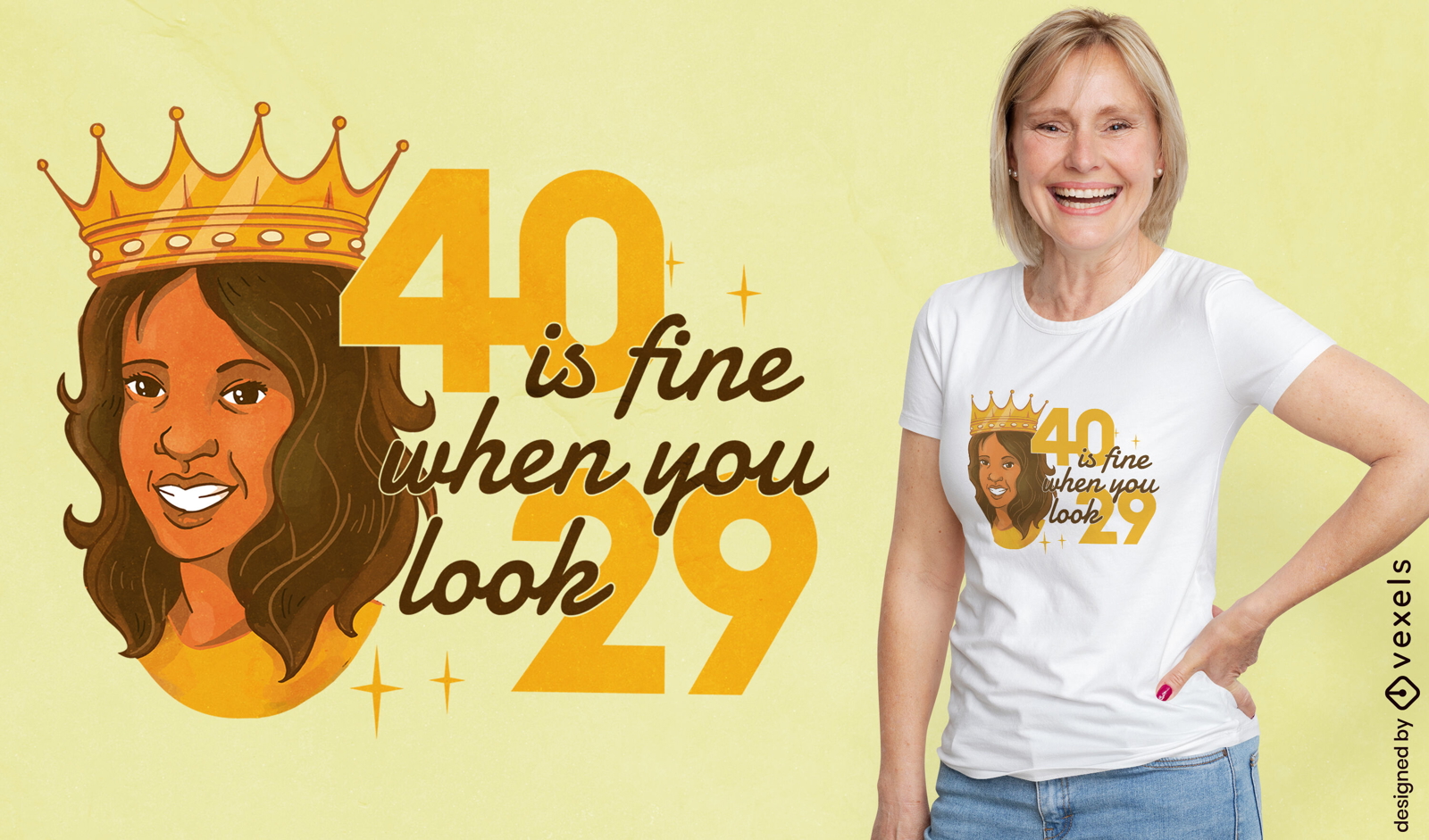 Happy woman with crown t-shirt design