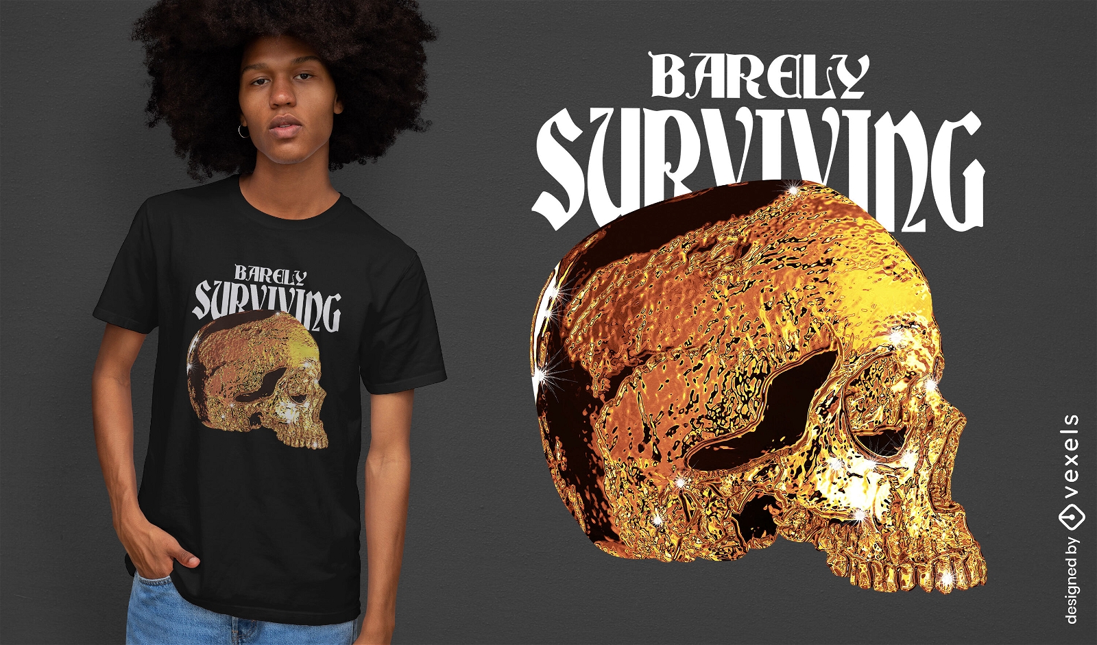 Golden skull t-shirt design