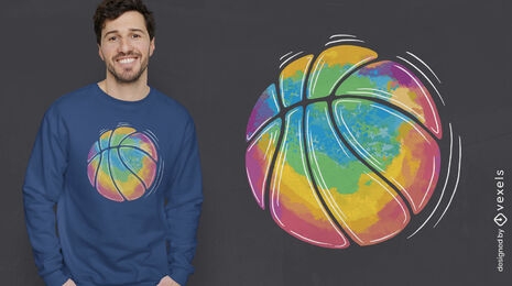Diseño de camiseta de acuarela de pelota de baloncesto.