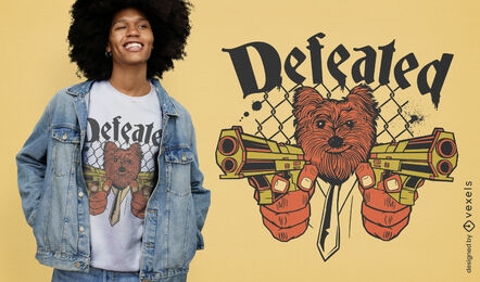 Hairy dog animal with guns t-shirt design