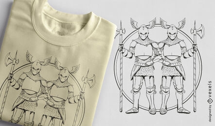 Knights with armor and spears t-shirt design