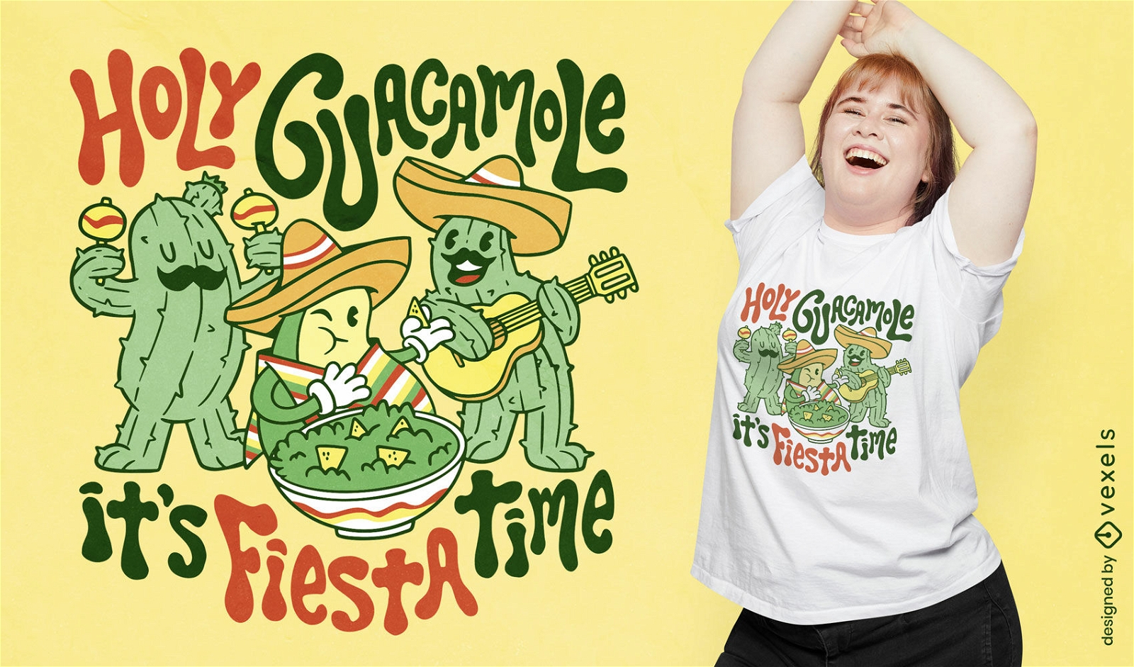 Avocado und Kaktus mexikanisches T-Shirt-Design
