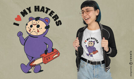Teddy bear with mask and saw t-shirt design