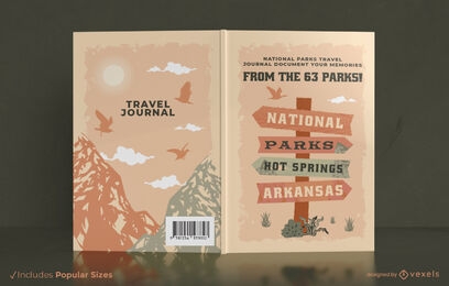 Design de capa de livro de jornal de parques nacionais