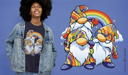 Design de camiseta de desenho animado de gnomos hippie