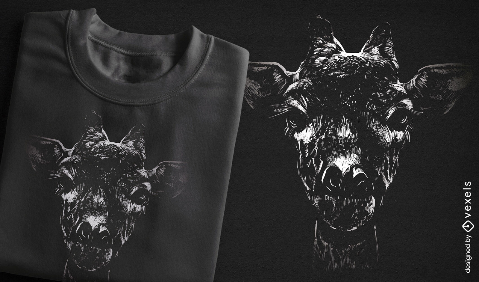 Diseño de camiseta de animal de jirafa realista