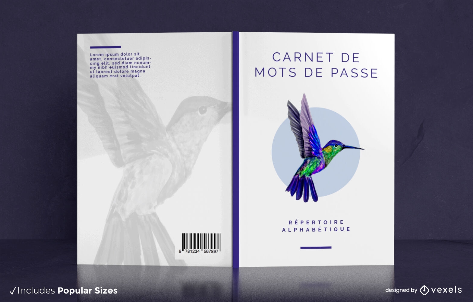 Realistic hummingbird animal book cover design