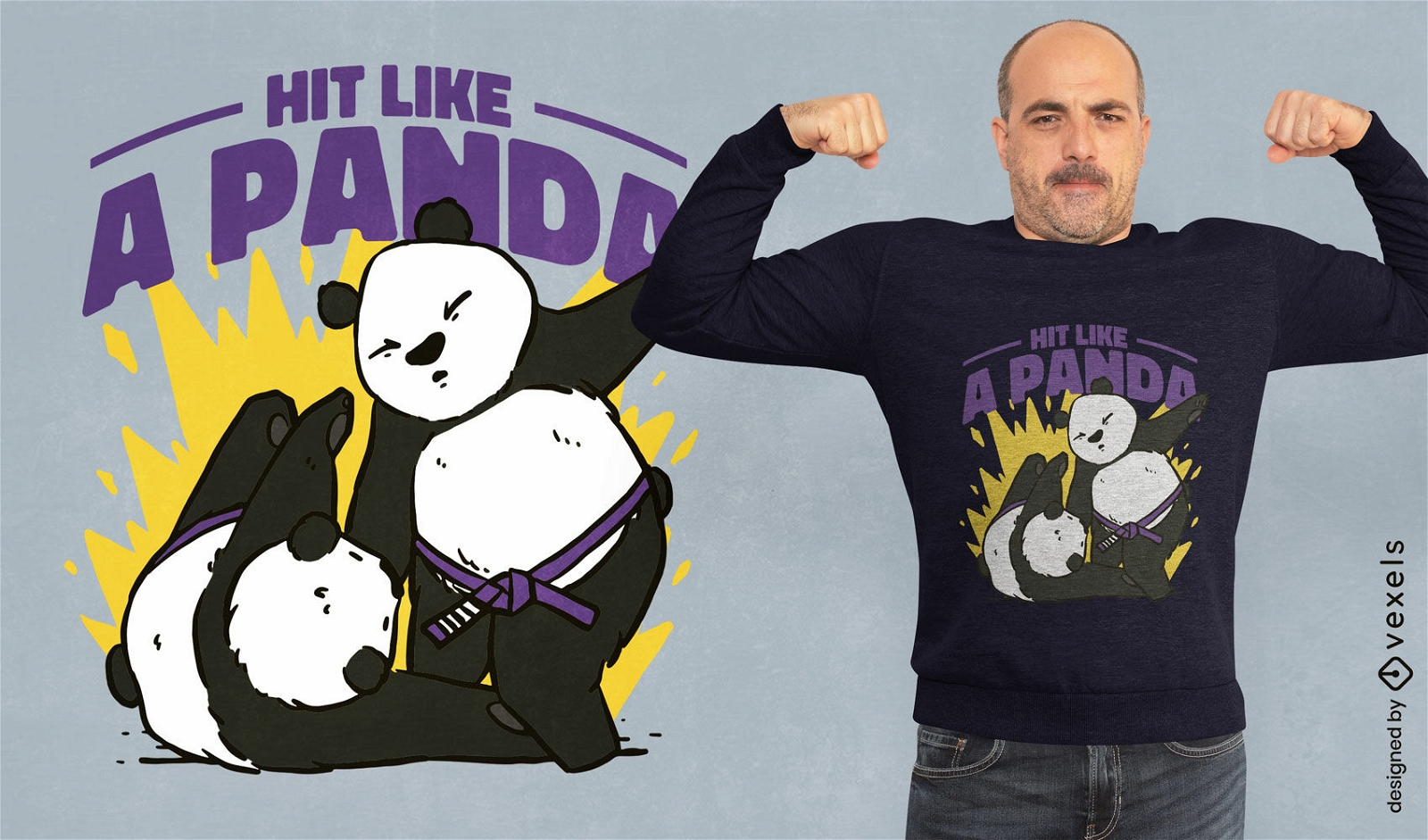 Panda-B?ren-Kampfkunst-T-Shirt-Design