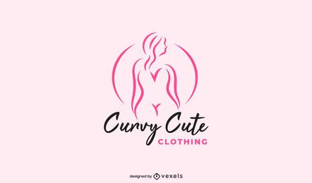 Curvy woman body stroke logo template