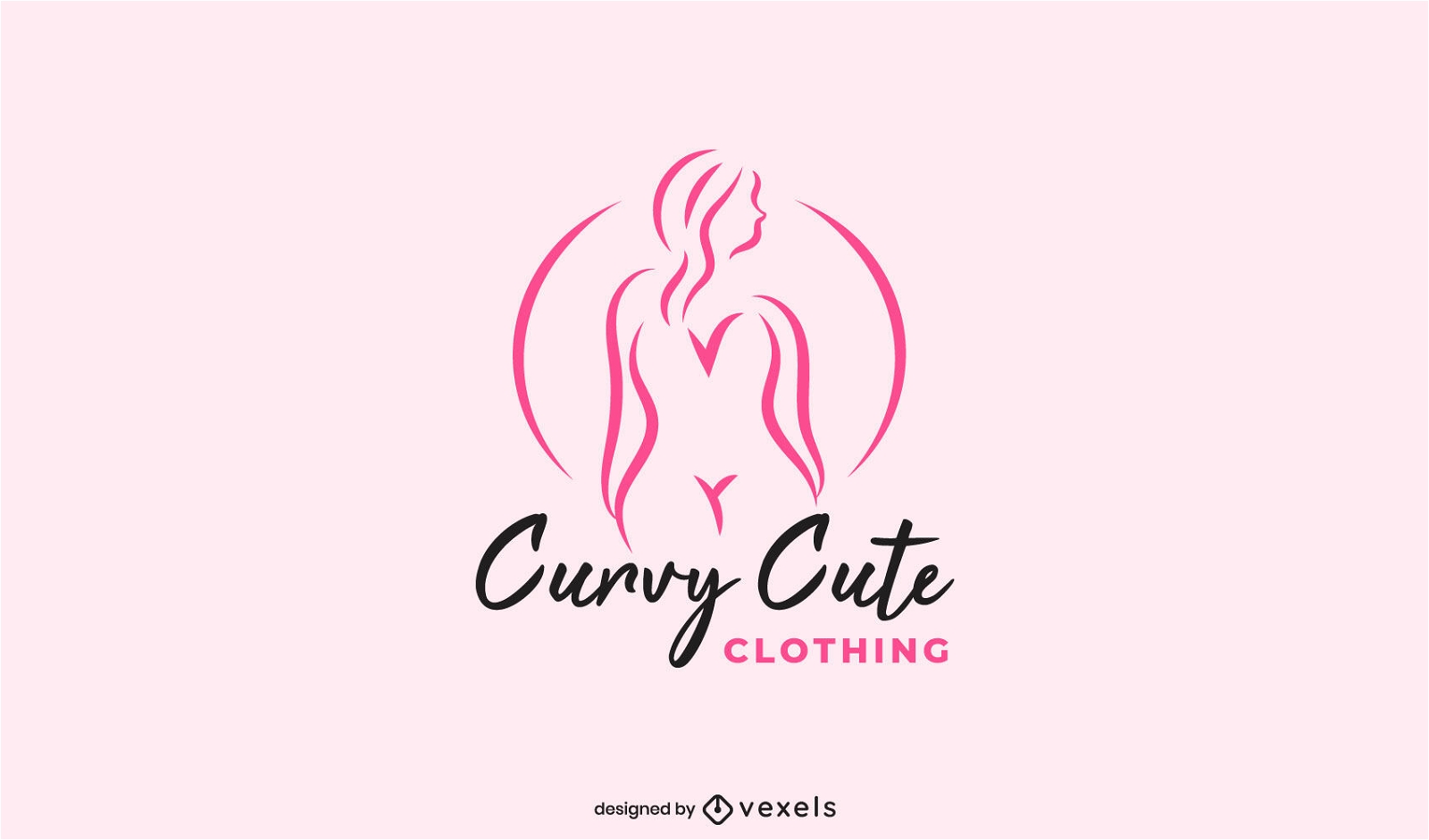Curvy woman body stroke logo template