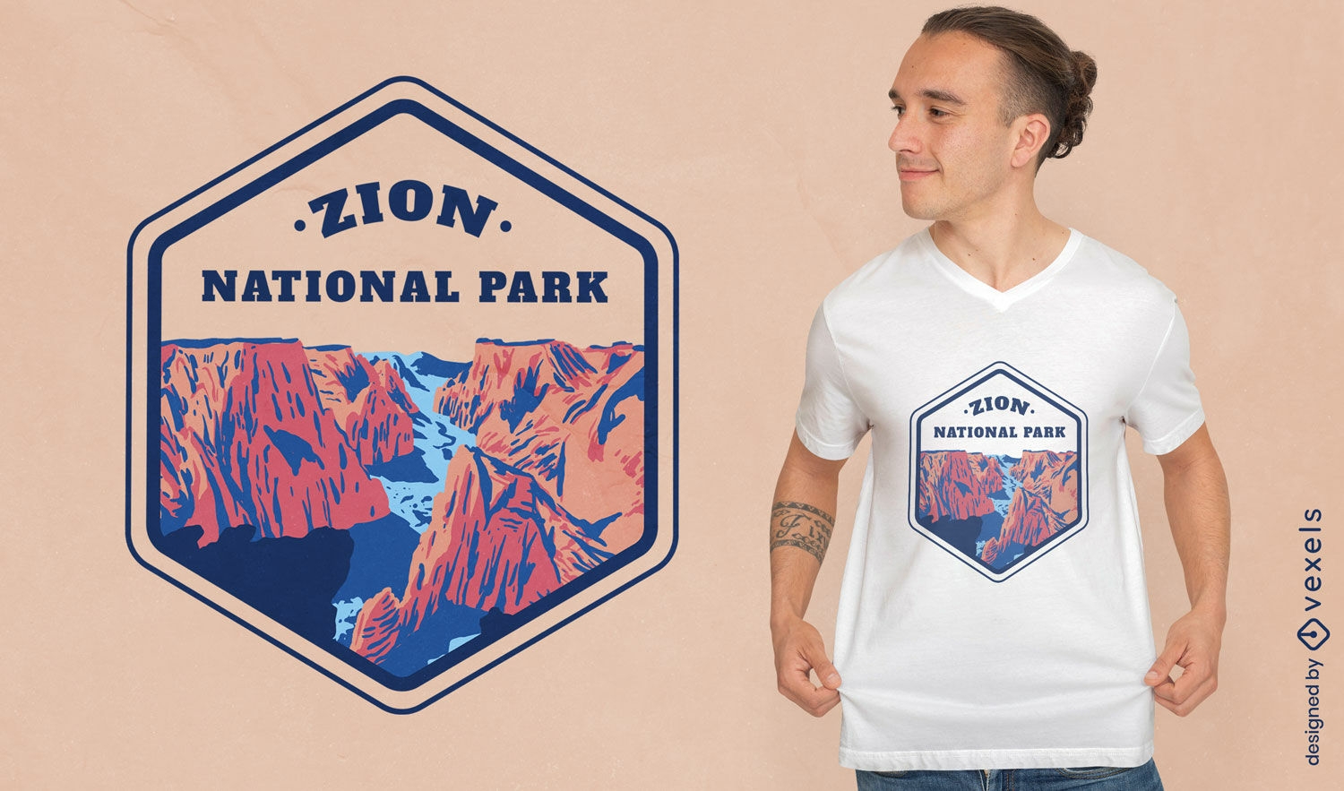 Landschafts-T-Shirt-Design des Zion-Nationalparks