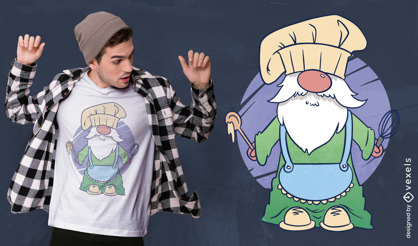 Diseño de camiseta de dibujos animados de cocina de gnomos