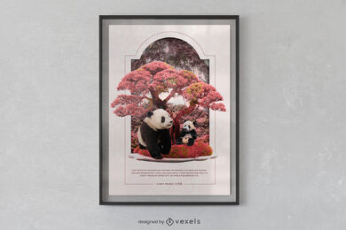 Cherry blossom panda poster design