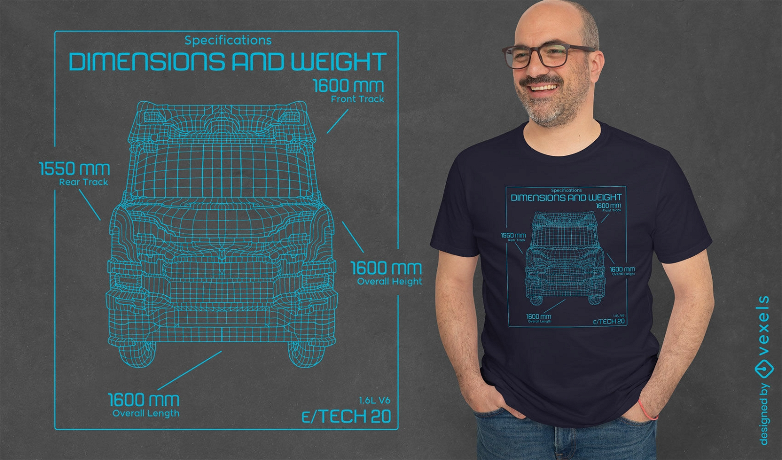 Truck blueprint t-shirt design