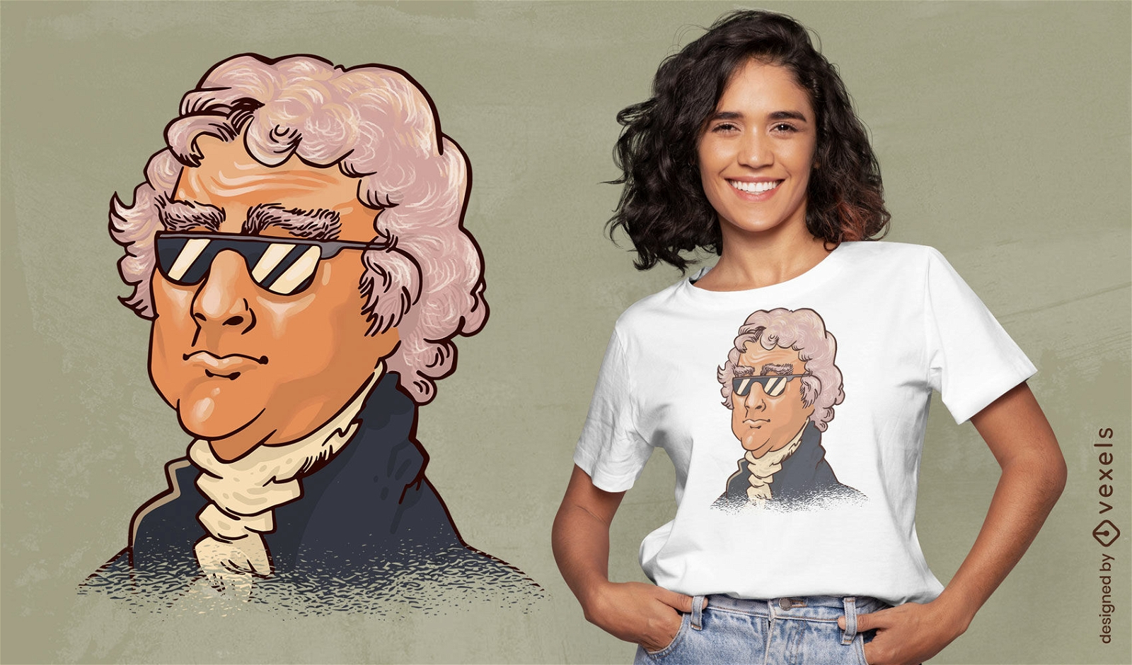 Design de camiseta com retrato de Thomas Jefferson