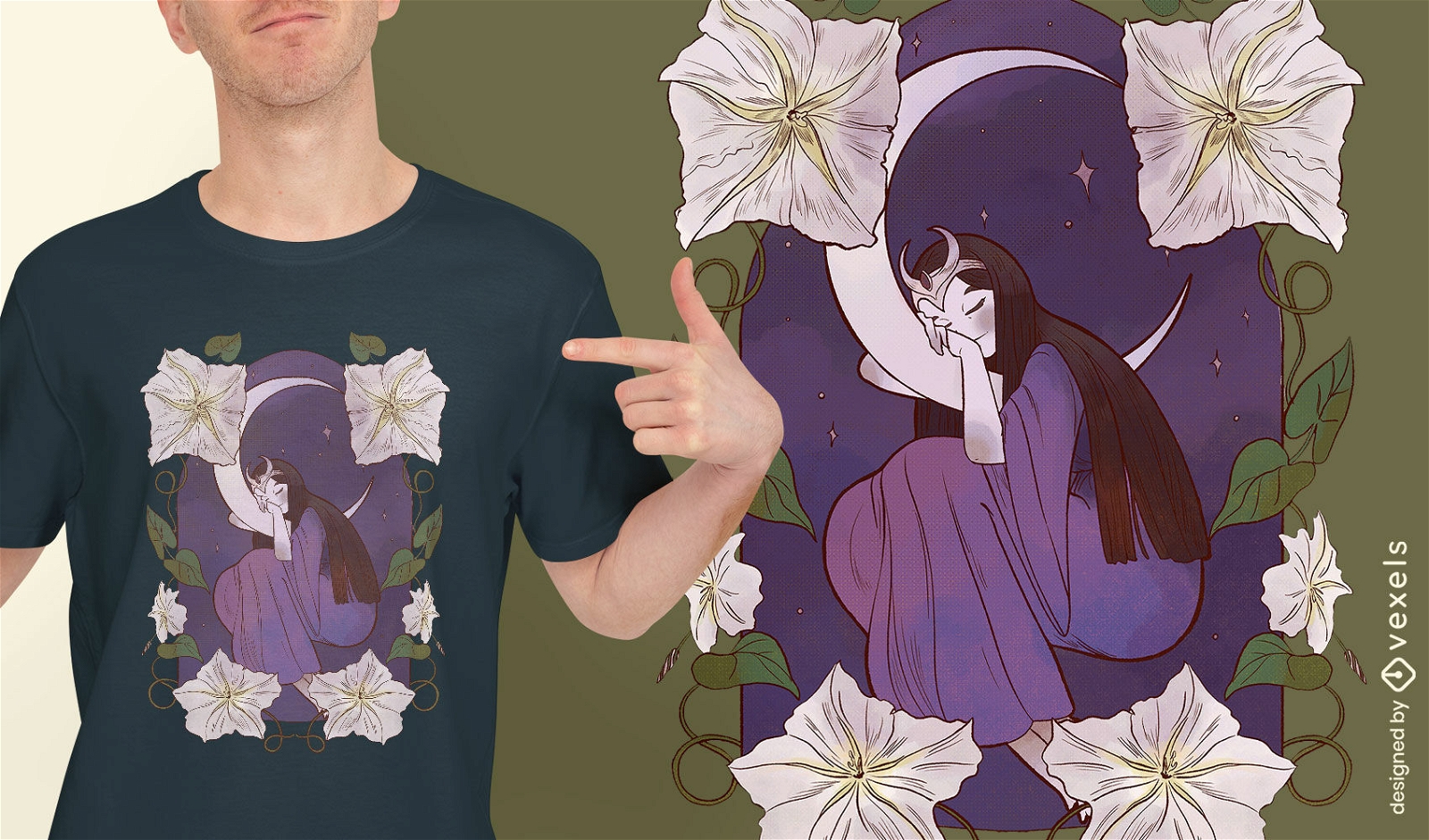 Fairy tale character moon t-shirt design