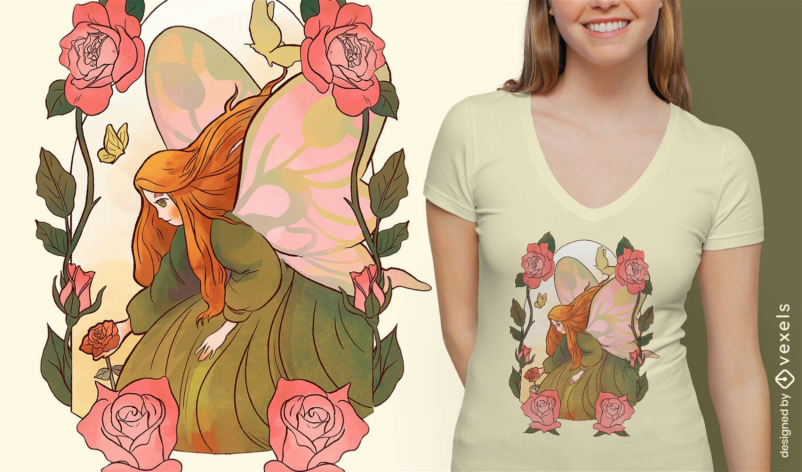 Rose fairy character t-shirt design