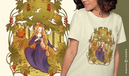 Fairy surrounded by animals t-shirt design