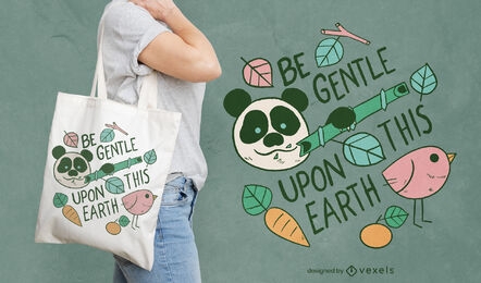 Be gentle with Earth tote bag design