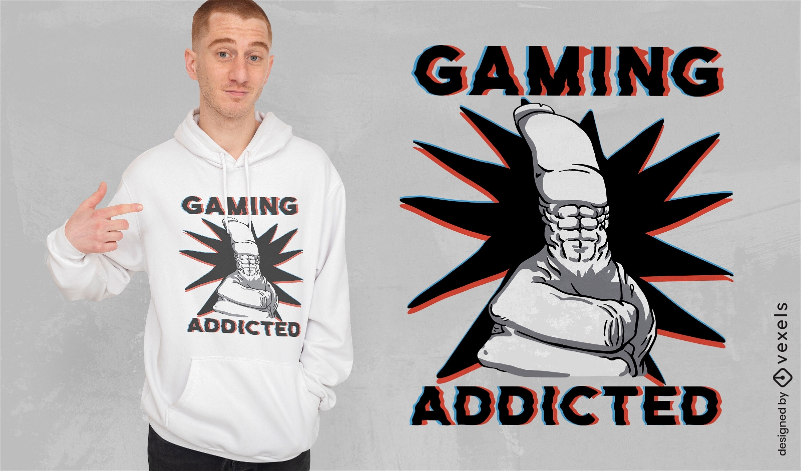 Starke Hand lustiges Gaming-T-Shirt-Design