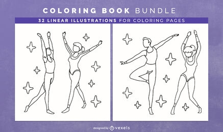 Ballet dancers coloring book pages design